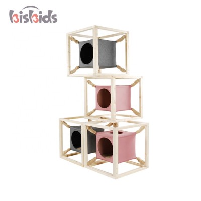 Self assembly pet jumping scratch board climb frame trees wall hanging play cat tree tree house